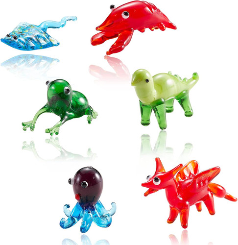 6pcs hand blown glass animal - hand,