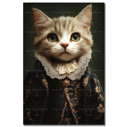 Golden brocade kitten - cat, art