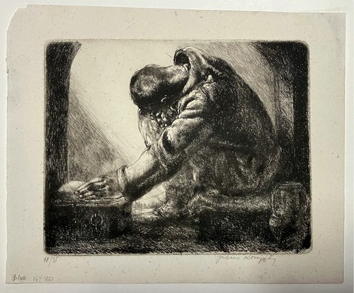 European etching hand signed - etching,