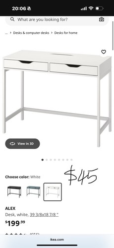 White ikea study desk - study,