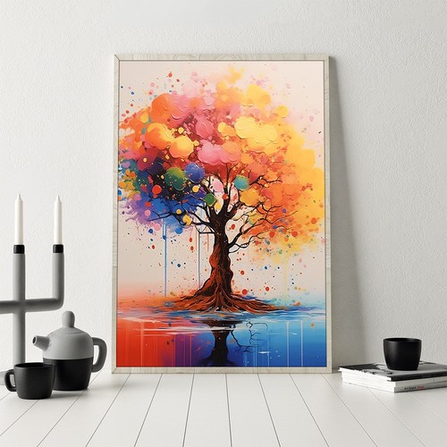 Abstract colorful tree canvas - abstract,
