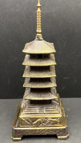 Brass pagoda dragon incense - pagoda, w/dragon