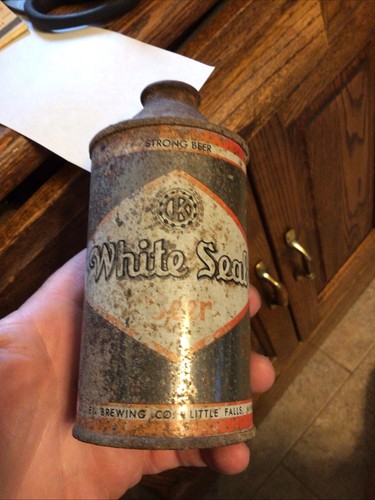 Cone top beer can white - can,