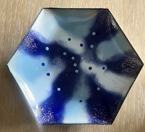 Enamel copper blue bowl art - enamel,
