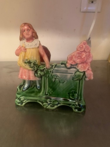 Unusual majolica planter with - unusual,