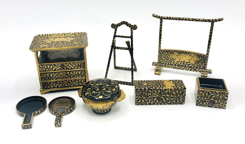 Vtg chinese black lacquer - chinese,