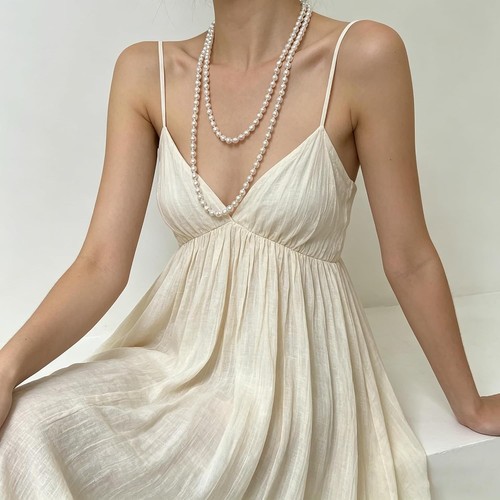 Long white faux pearl - long,