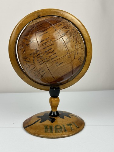 Wooden globe hand made - hand, tall
