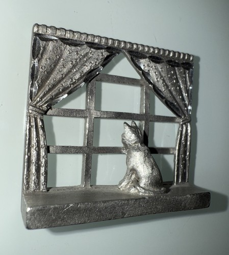 Pewter cat figurine metal - pewter,
