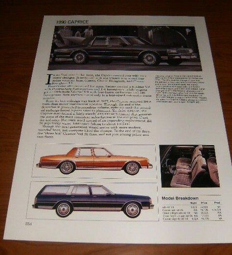 1990 chevy caprice spec sheet - 1990,