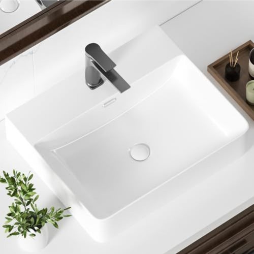 White bathroom vessel - vessel, sink