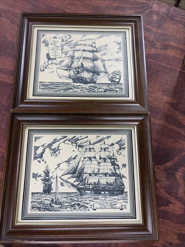 Framed scrimshaw ship - 2,