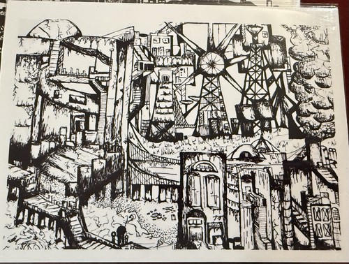 5x7 print original - original, pen