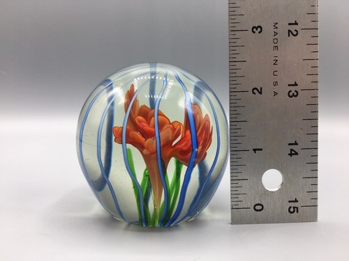 Art glass paperweight orange - art,