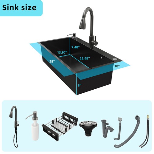 Black drop kitchen - black, sink