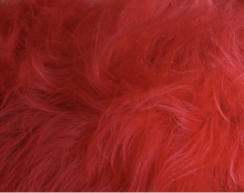 Red sheepskin rug - red, pile