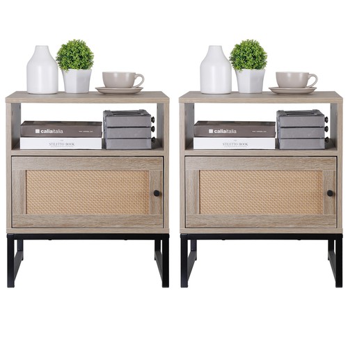 Set rattan nightstand - of,