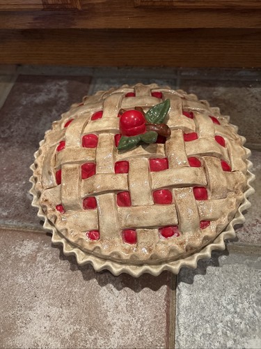 Ceramic cherry pie dish plate - cherry,