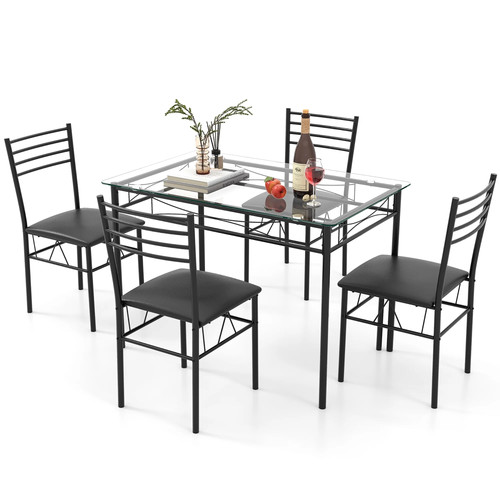 Piece dining set glass - 5,