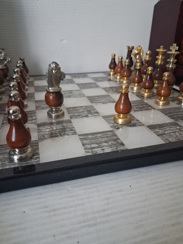 Vintage brass and wood chess