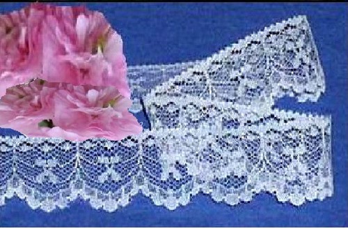 White bow lace trim - white, x