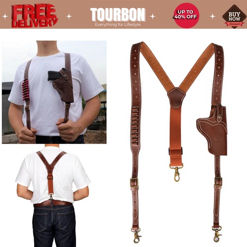 Tourbon leather men suspender - leather,