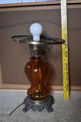 Vintage brass and amber glass - and,