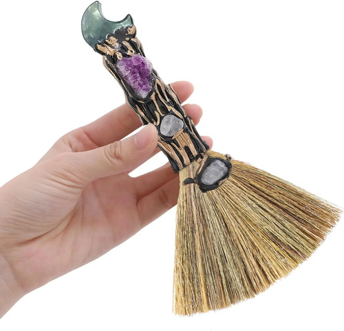 Crystal witch altar broom - broom,
