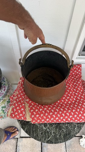 Antique copper cauldron