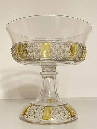 Eapg yellow paneled compote - yellow,