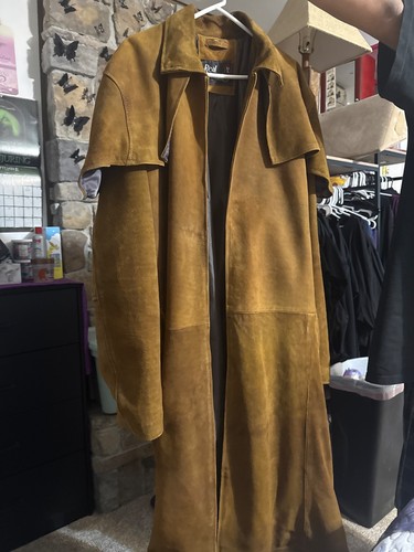 Leather trench coat - coat, mens