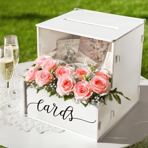 White card box slot wedding - white,