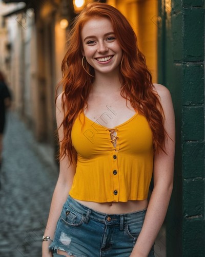 Hot redhead red - hair, jean