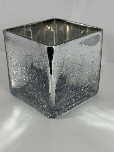 Mirrored silver crackle - silver, cube