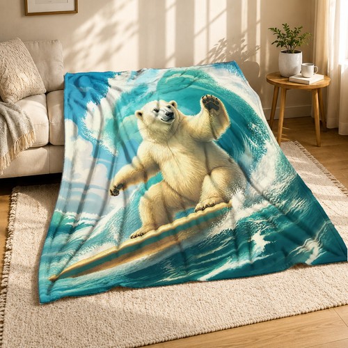 Polar bear surfing - polar, wave