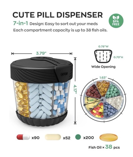 Pill organizer - organizer,pill, dispenser
