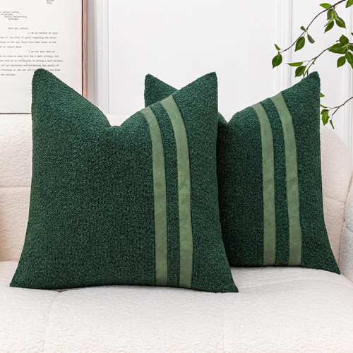 18x18 dark green boucle throw - green,