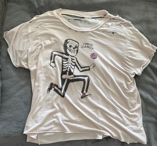 Destroyed torn skelton tshirt - destroyed,