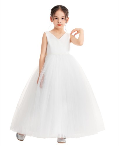 Neck wedding flower girl - v-neck,