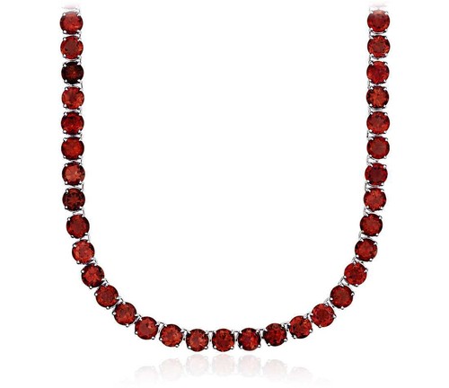 Natural garnet tennis necklace - garnet,