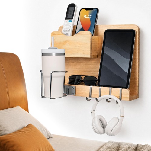 Wood bedside wall shelf - bedside,