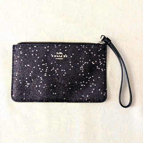 Glitter leather wristlet