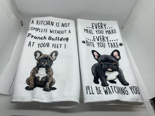French bulldog dish towels set - french,