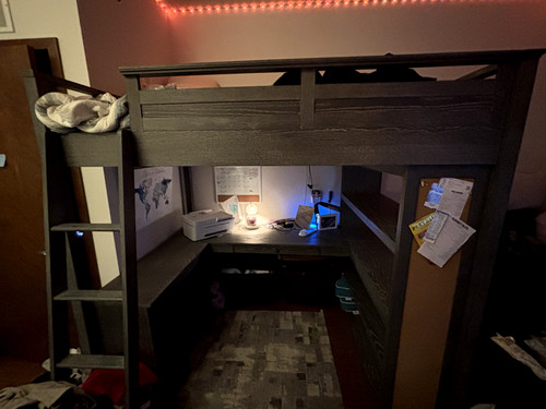 Full size loft bed - , desk