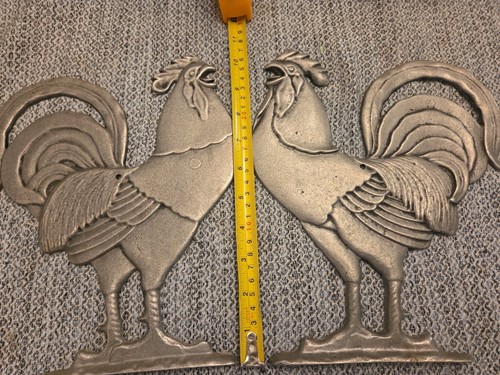 Pair vtg rooster wall - pair, of