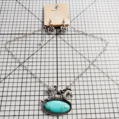 Necklace pierced earring set - necklace,