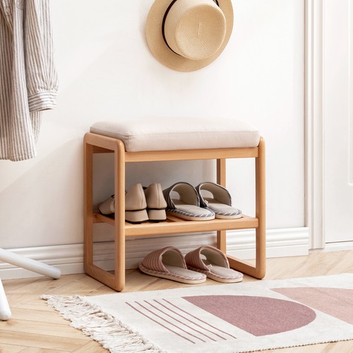 Solid wood shoe bench - wood,