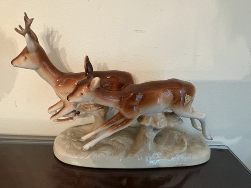 Vintage royal dux leaping deer - dux,