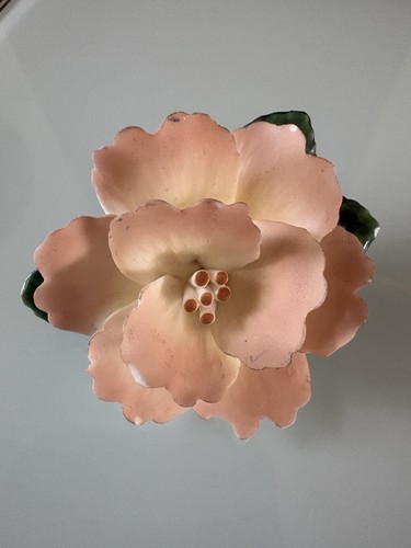 Porcelain pink rose - pink, brooch