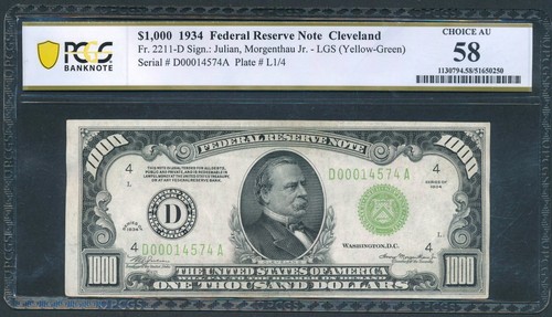 1934 1000 one - thousand, dollar